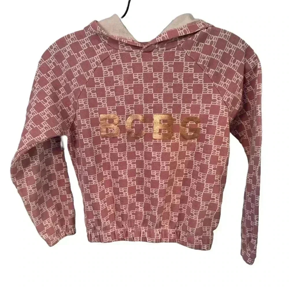 BCBG girls pink hoodie with gold logo cotton size medium